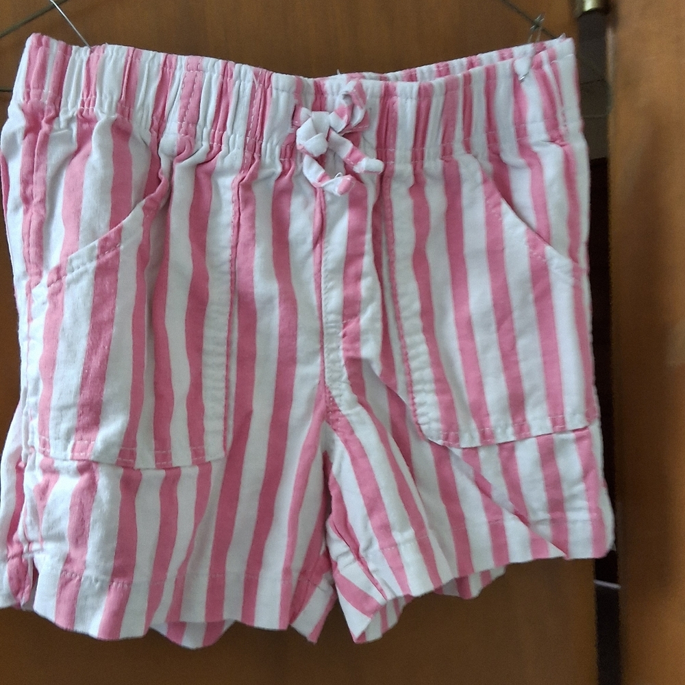 Pink and White Striped Shorts